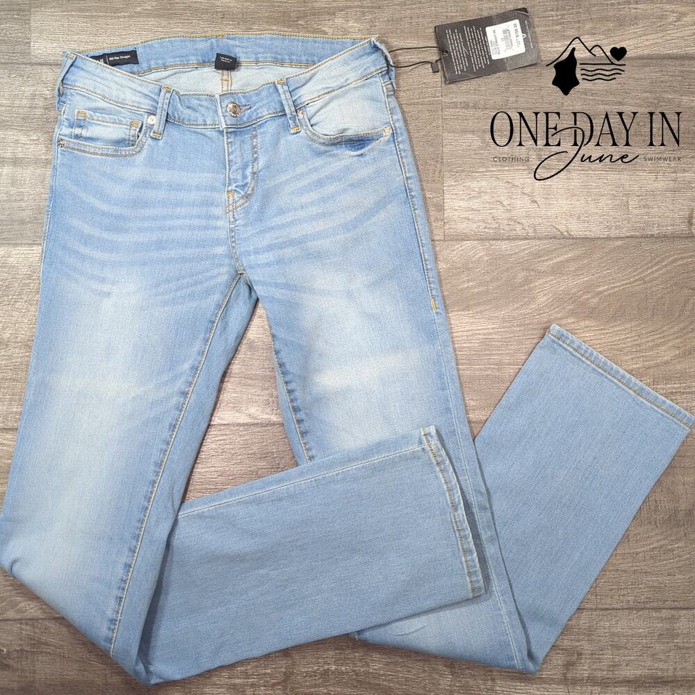True Religion Billie Mid Rise Straight Jeans Light Wash NWT $159 Size 26Tall